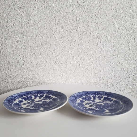 2 Vintage Willow Ware by Royal China Side 6" Small Plates Saucers Blue White - Picture 7 of 10